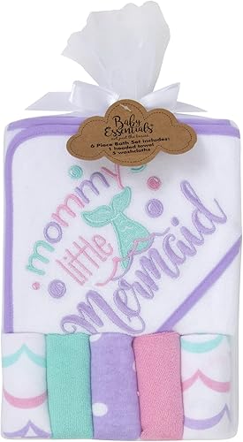 Miniatura 5 de Juego de toallas y paños con capucha para bebés, niños y niñas de 6 a 12 meses (sirena de mamá)