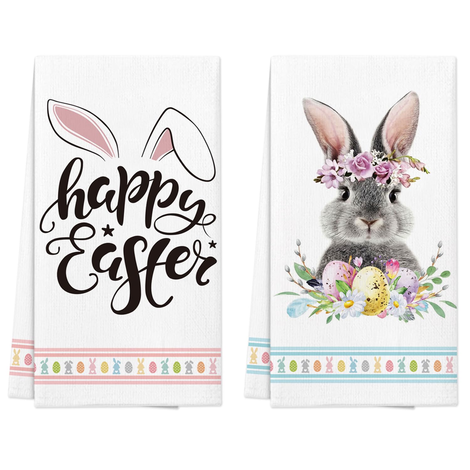 NialnantHappy Easter Kitchen Hand Towels,Dish Towels for Kitchen,Easter Gifts for Friend, Family, Funny Kitchen Towels and dishcloths Sets,Housewarming Gifts for New House - 16 x 23.6 Inch