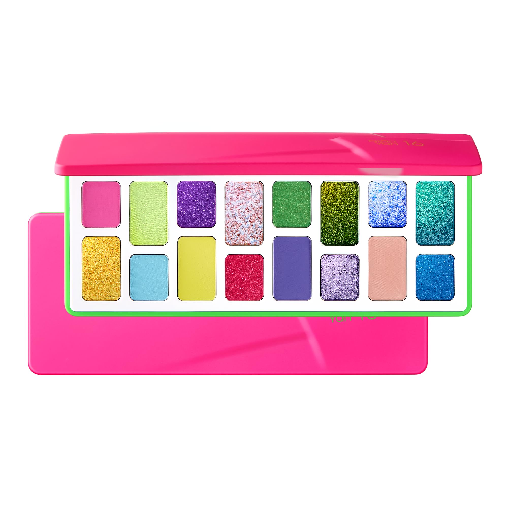 16 Color Eyeshadow Palette High-Saturation Acidic Colors & Y2K Aesthetic | Smudge-Proof, Blendable Pigments for Rave, Cosplay, Music Festivals (Gen Z/Edgy Makeup Lovers (04 Neon)