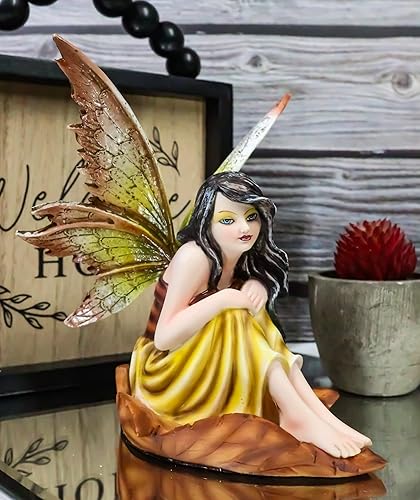 Miniatura 9 de Ebros Gift FAE Garden Fantasy Fall Fairy Sitting On Red Oak Leaf - Figura coleccionable de otoño Once Upon A Time Midsummer Night Dream Romance