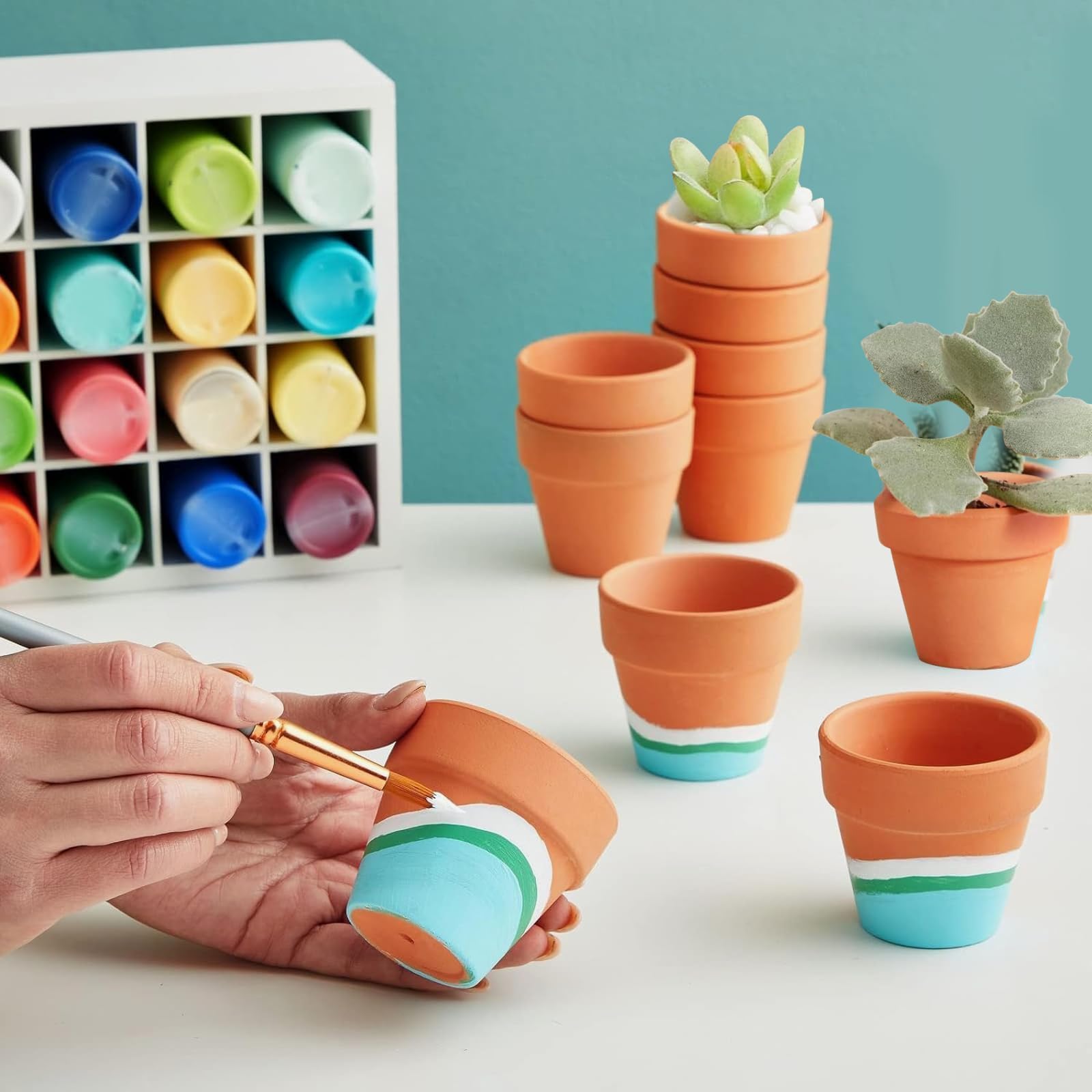 Lot De 10 Petits Pots De Fleurs En Terre Cuite 4,5x4 Cm – Avec Trou De Drainage – Pour Plantes Grasses, Cactus, Décoration