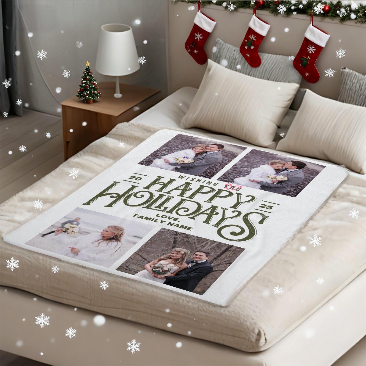 Manta de regalo personalizada con 4 fotos, regalos de fotos personalizados para esposa, marido, aniversario, regalos personalizados para Navidad