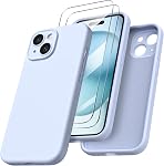 ORNARTO Designed for iPhone 15 Case with 2X Screen Protector, Liquid Silicone Gel Rubber Cover [Upgraded Camera Protection], Shockproof Protective Phone Case 6.1"-Pale Rosette | Liquid Silicone, Full Shock Protection, Soft Microfiber Interior