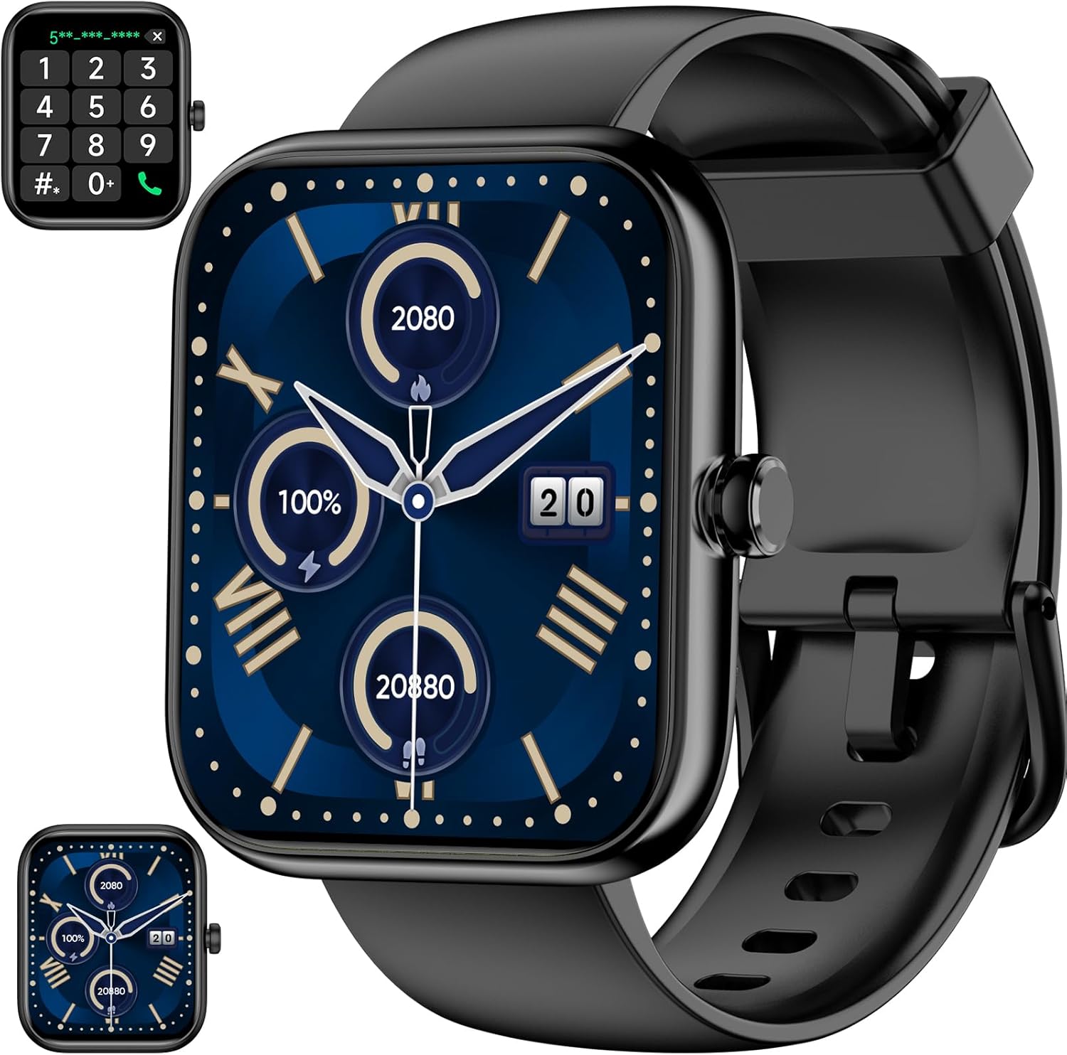 BOOOMIC Smart Watch for Men Women with Alexa Built-in, 1.83" HD Full Touch, Bluetooth Calling, 24/7 Heart Rate Sleep Monitor, 100+ Sport Modes, IP68 Waterproof, Compatible with iOS Android (Black)