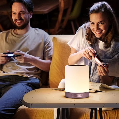 Miniatura 5 de Elecstars Lámpara de noche táctil con altavoz Bluetooth, luz nocturna de color regulable, lámpara de mesa para exteriores con control táctil