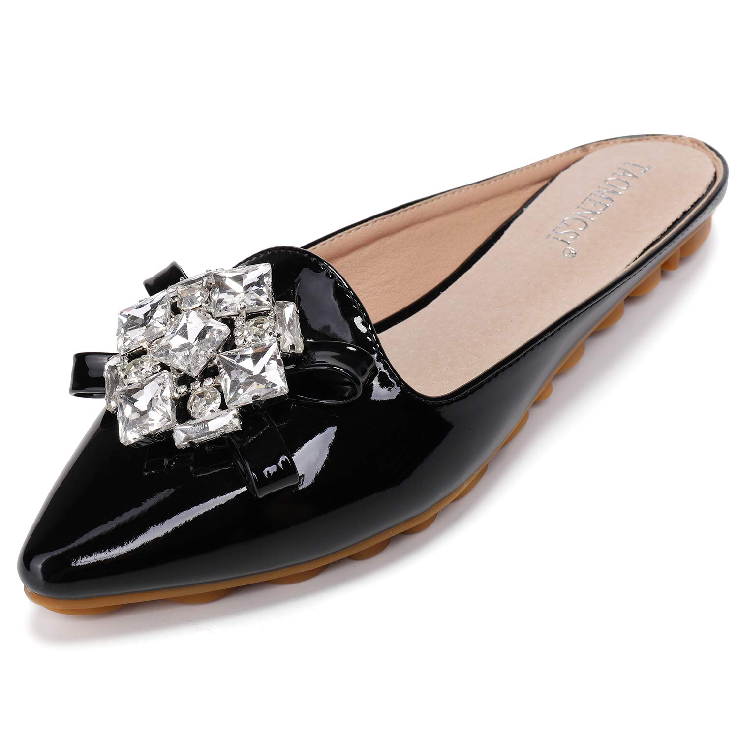 VYKF Mules for Women Flats Comfortable Slip on Backless Loafers Closed Toe Slides Women's Pointed Toe Mules Shoes