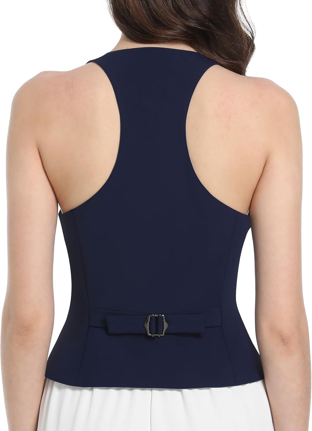 V VOCNI Waistcoat Vest for Women Racerback Button Up Fashiona Casual Dress Suit Vest Top - Image 3