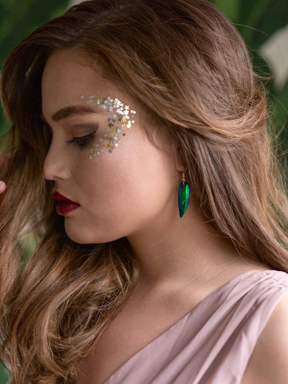 Real insect earrings for women Funky weird taxidermy jewelry Green jewel beetle wings elytra scarab Science teacher gifts biology