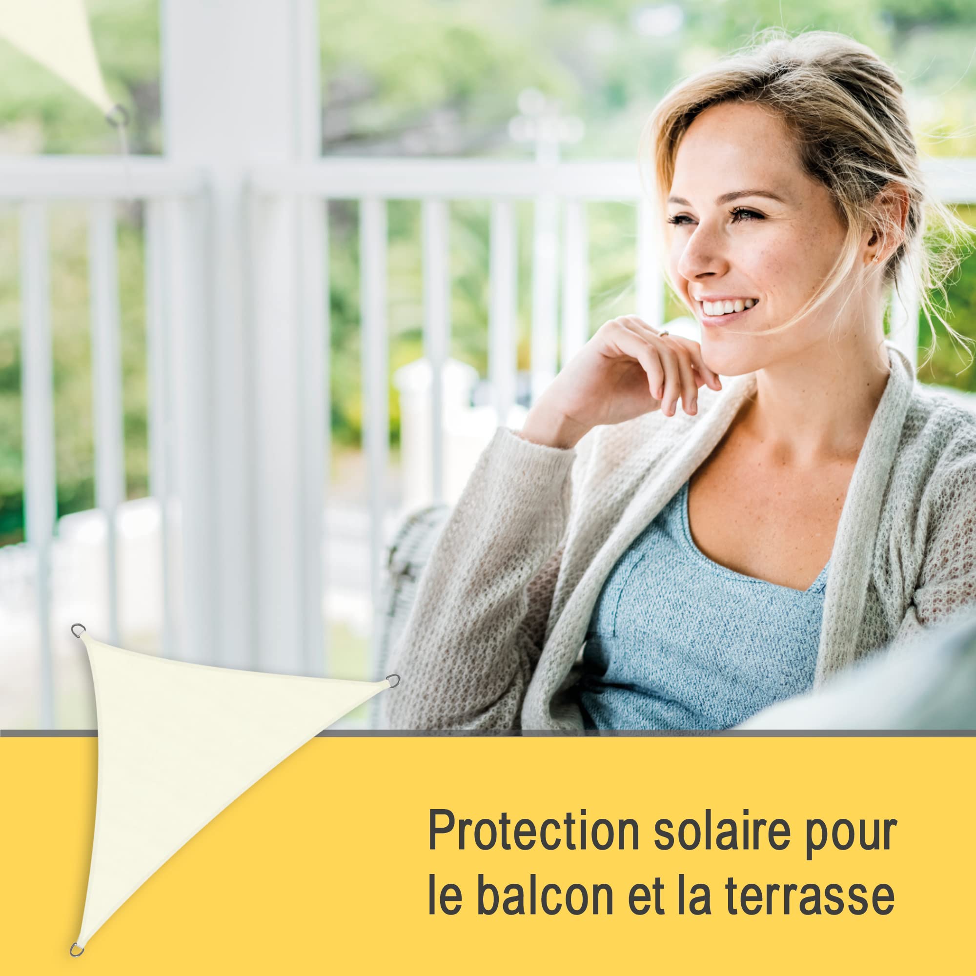 Sol Royal Voile d'ombrage Triangulaire imperméable PES Protection Solaire | 4,2x4,2x6m creme toile brise vue avec fixation pour pergola patio terrasse balcon jardin SolVision soleil triangle PS9