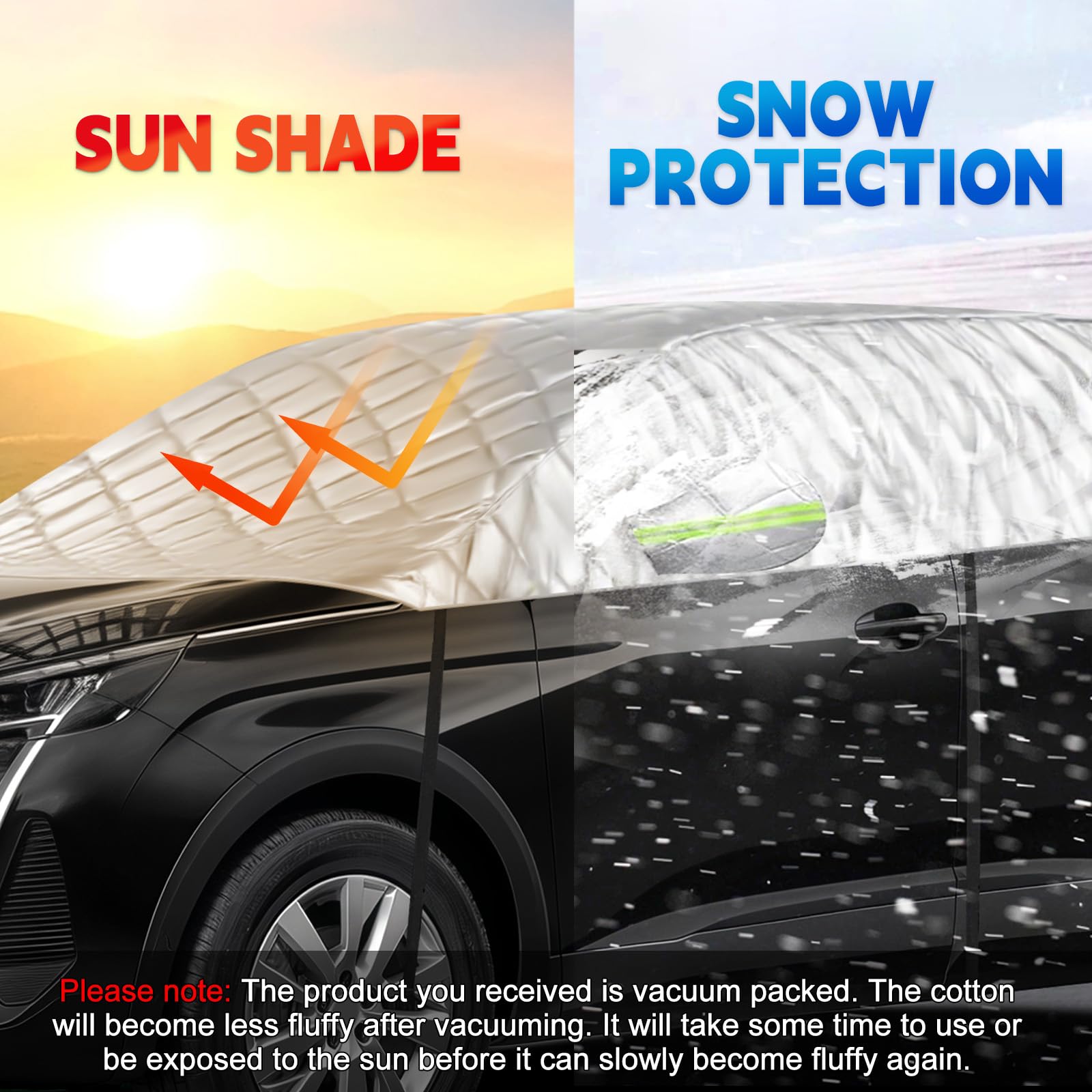 Funda de Coche Exterior Compatible con Peugeot 5008 T87 P87 2009-2025, 6 Capas Media Funda Coche con Ganchos, Tira Reflectante y Tapones para Orejas para Protección contra Hielo y Nieve