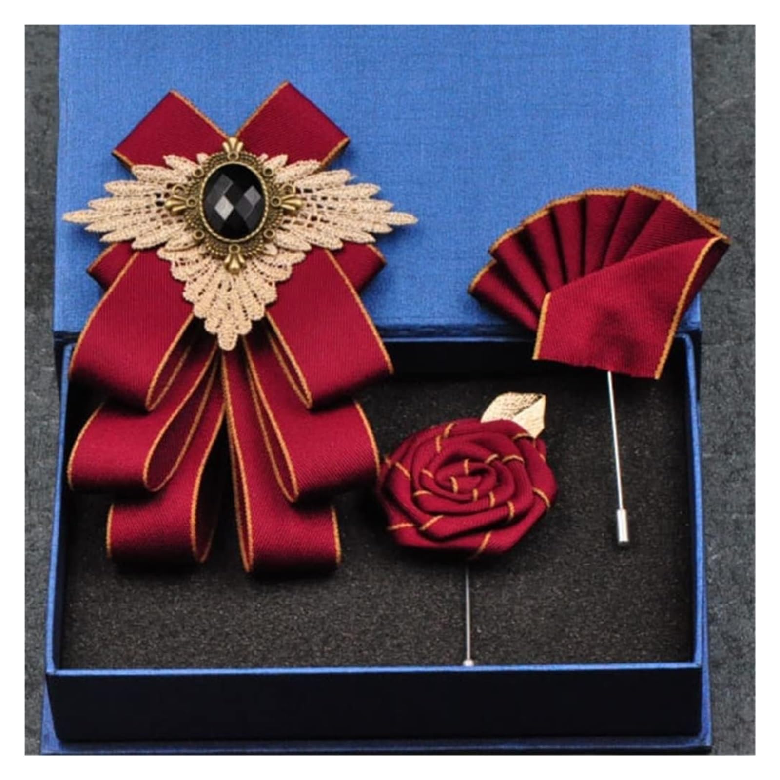 Cravatte, Papillon Abito Formale da Uomo Business Wedding Groomsmen Groomsmen Colletto da Sposa Fazzoletto da Taschino Fiore (Color : D, Size : 10 * 16cm)