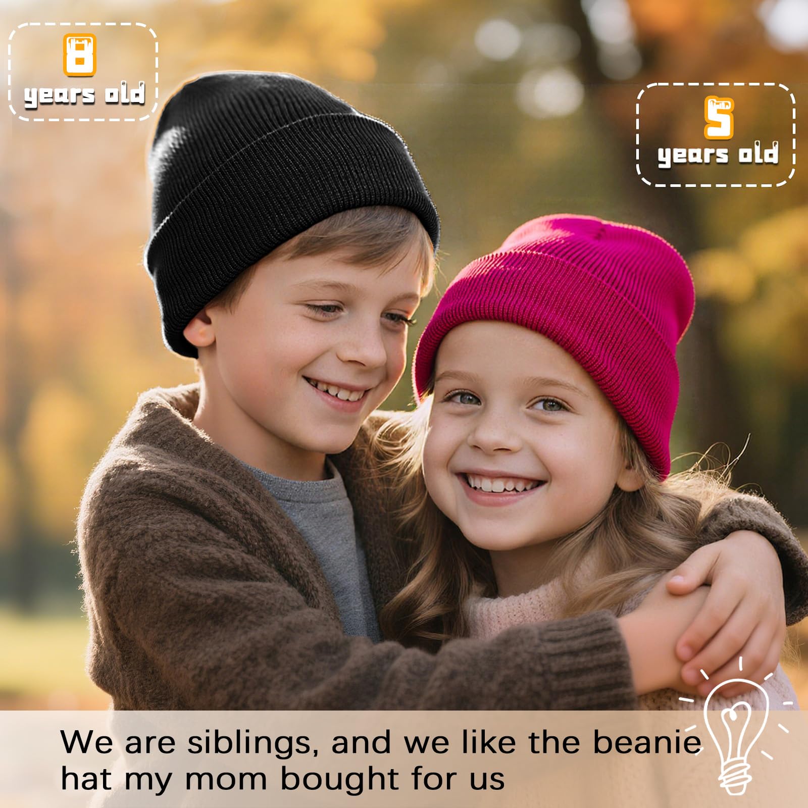 ZOORON Kids Beanie Boys Girls Beanies Children Winter Hats Children Knit Warm Caps Kids Soft Beanie Cap, 1pack-black, One size 4
