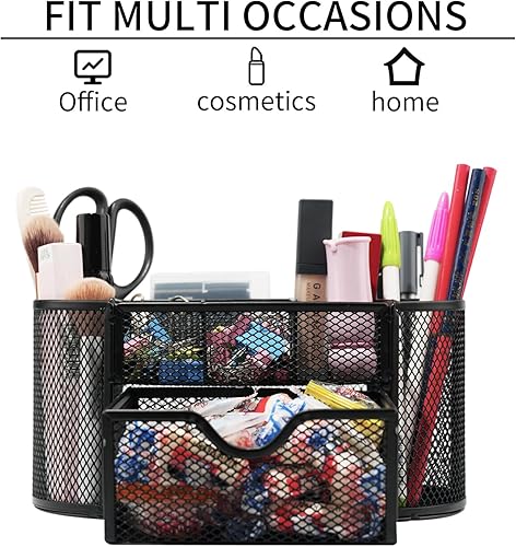 Miniatura 4 de Newkita Organizadores de escritorio y accesorios con soporte para lápices suministran 8 compartimentos y 1 cajón extraíble para el hogar, la escuela