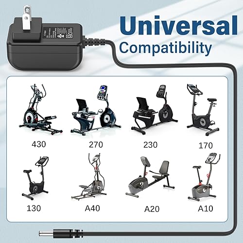 Miniatura 2 de Cable de alimentación de 9 V para Schwinn 270 cargador de bicicleta reclinada apto para bicicleta estática Schwinn 170 230 101 130 150 202 220 230