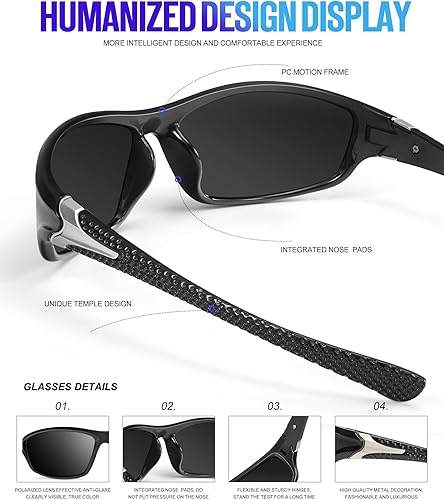 Miniatura 5 de KALIYADI 4 Pack Polarized Sunglasses-Men Sports Sun-glasses Mens Sunglasses UV Protection for Fishing Driving Cycling