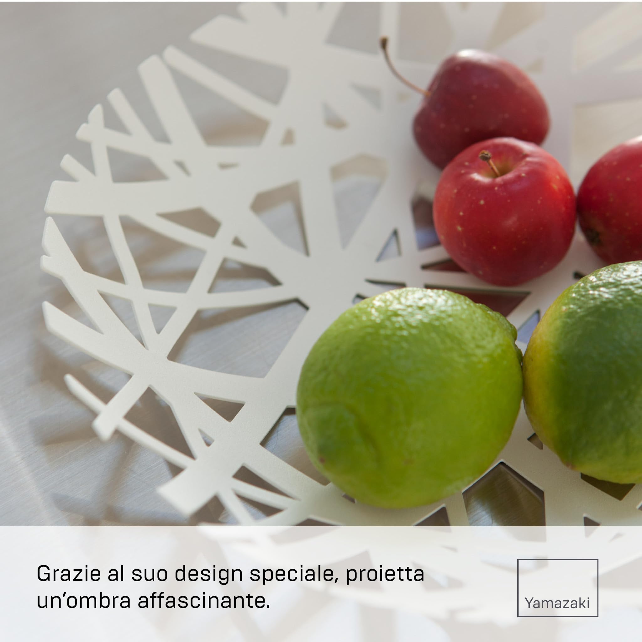YAMAZAKI 2497 TOWER Fruit Bowl, white, Steel, 26 x 26 x 4.5 cm