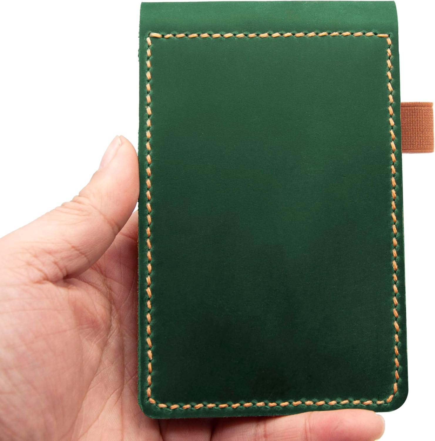 Real Genuine Leather Notepad Cover For Mini Pocket Notebook 3" X 5", Leather Cover For Rite In The Rain Top-Spiral Notebook,Customized Gift (Dark Green)