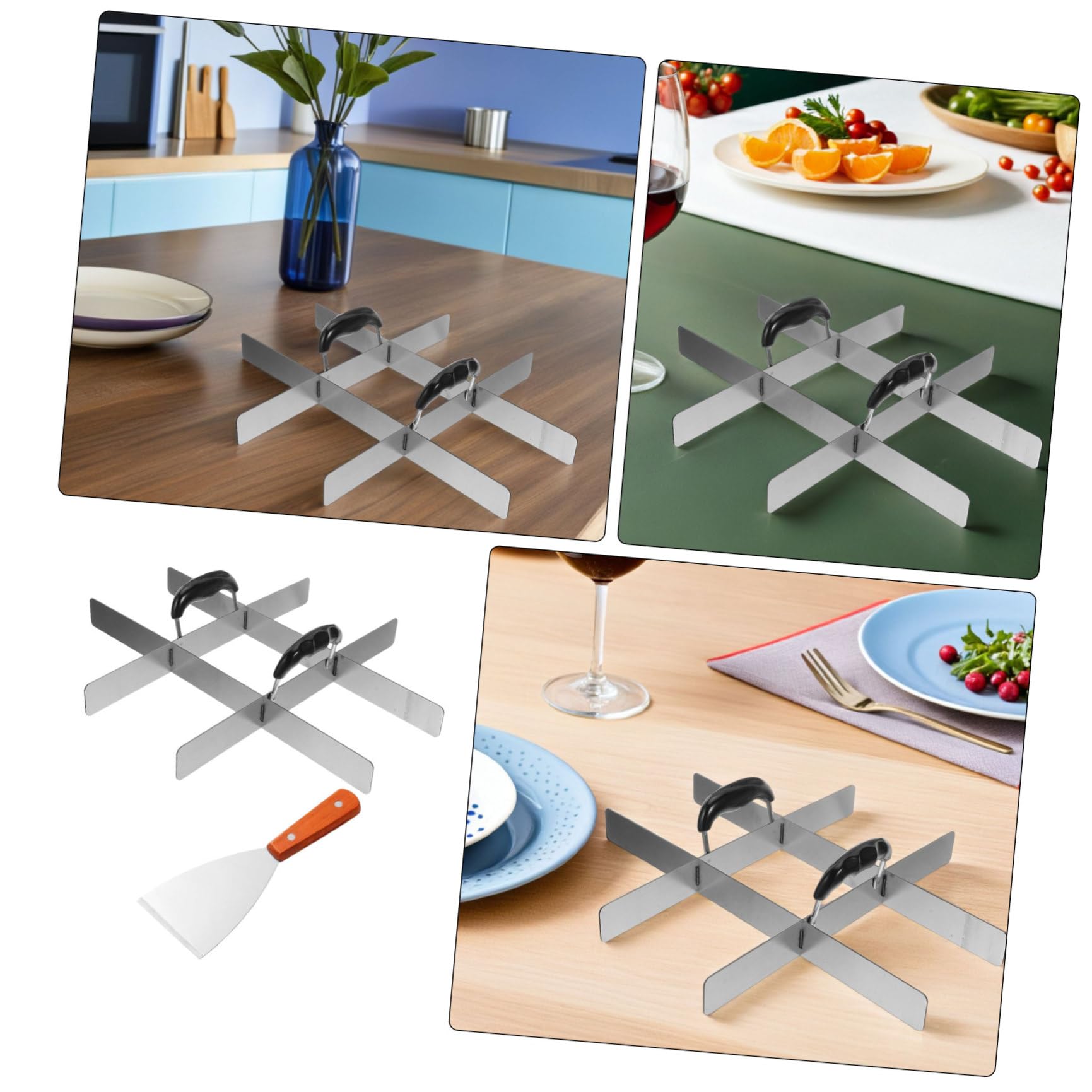 USHOBE Divisor de Pastel de Acero Inoxidable con Asas Laterales para Control Preciso de Porciones, Herramienta Resistente Adecuado para Hornear y Cocinas