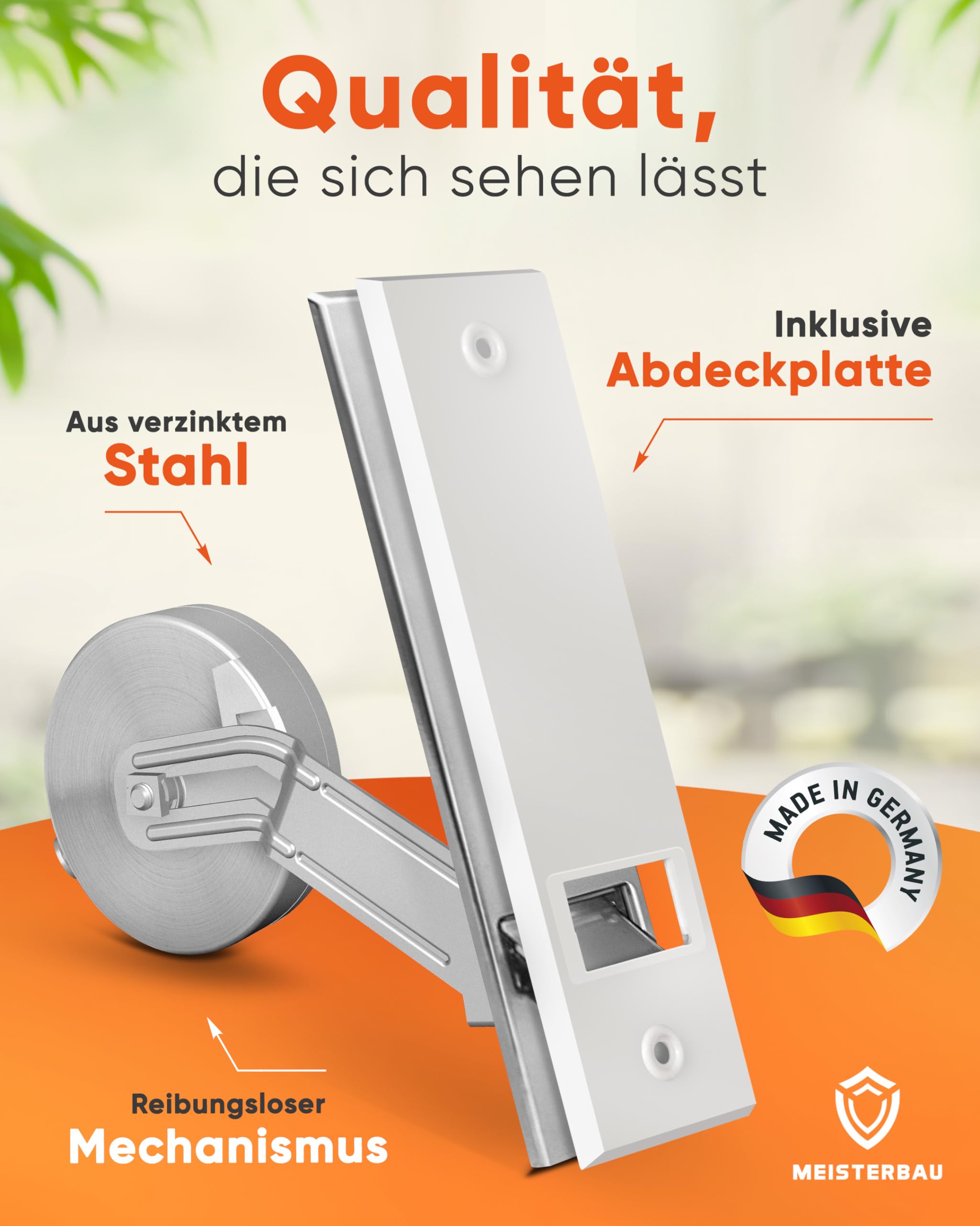 MEISTERBAU - Rolladen Gurtwickler Unterputz [Made in Germany]- Rollladen Aufwickler mit Abdeckung - Rollo Gurtwickler für Rolladengurt 23mm[ohne Gurt]