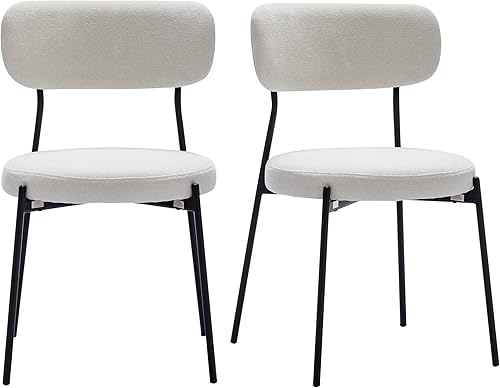 Miniatura 3 de DUHOME Silla de comedor de 2, sillas de comedor acolchadas sin brazos con patas de metal negro, silla auxiliar moderna con respaldo de mediados de