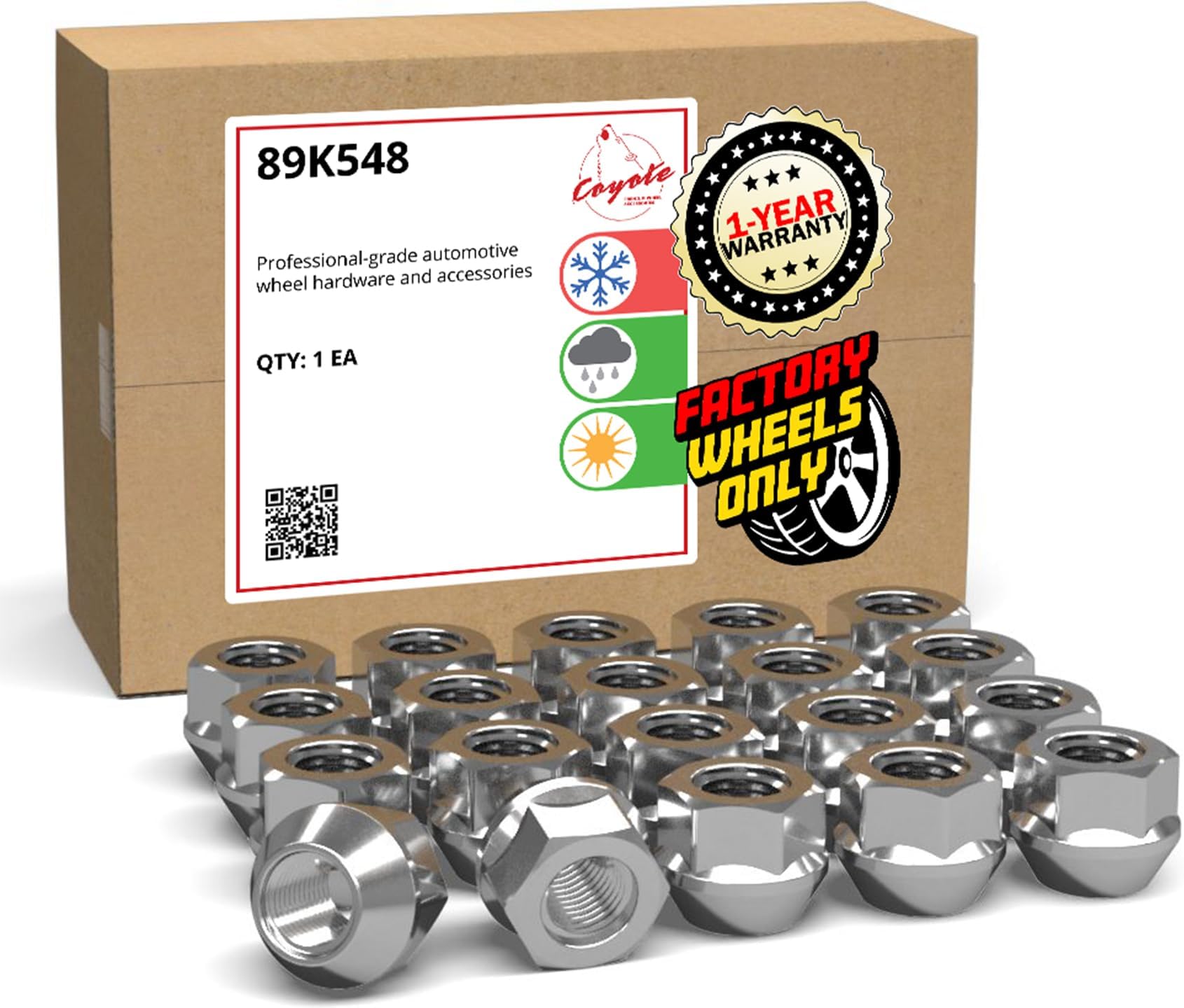 Wheel Accessories Parts 20 Pcs M14x1.5 14x1.5 Thread 0.8" Long Open End Bulge Acorn Lug Nuts Zinc 7/8" 22mm Hex Fits Jeep Wrangler Gladiator ｜ Ram 1500 1500 Classic