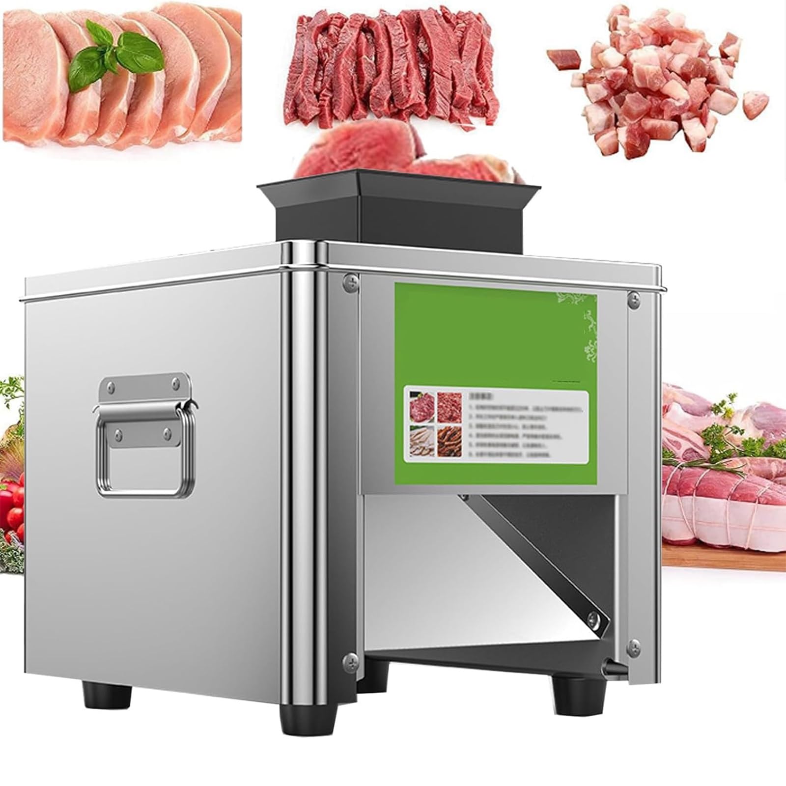 ASerZenith Electric Meat Slicer, 850W Power, Stainless Steel, 150Kg/H Capacity, Slices And Dices For Restaurants Or Home Use,2.5Mm