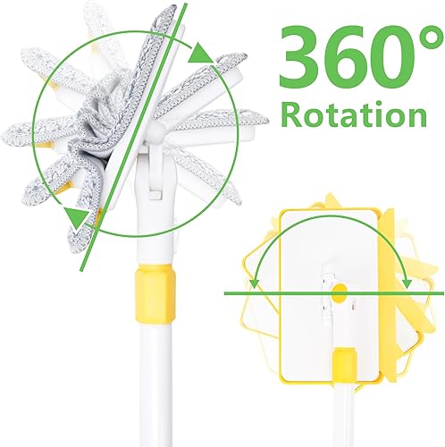 Miniatura 2 de Herramienta limpiadora de zócalo con mango largo, limpiador de pared con mango extensible, 1 cabezal de trapeador de cerdas rígidas y 4 almohadillas