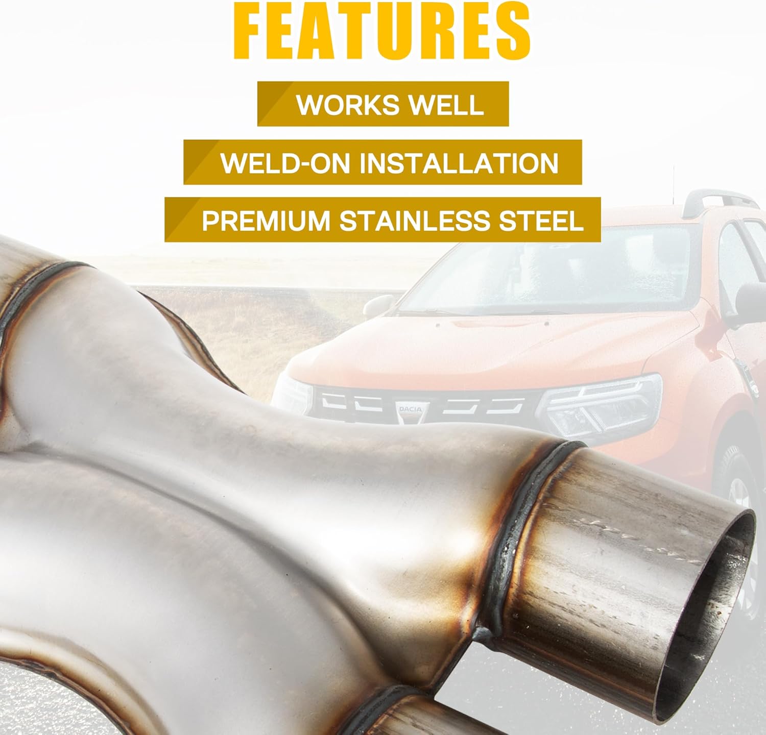 Stainless Steel Universal Exhaust X Pipe, 3 Inch ID Dual Stamped Exhaust Adapter Connector, 12 Inch Long for Smoother Exhaust, Dual 3 Inch Crossover Exhaust Tip