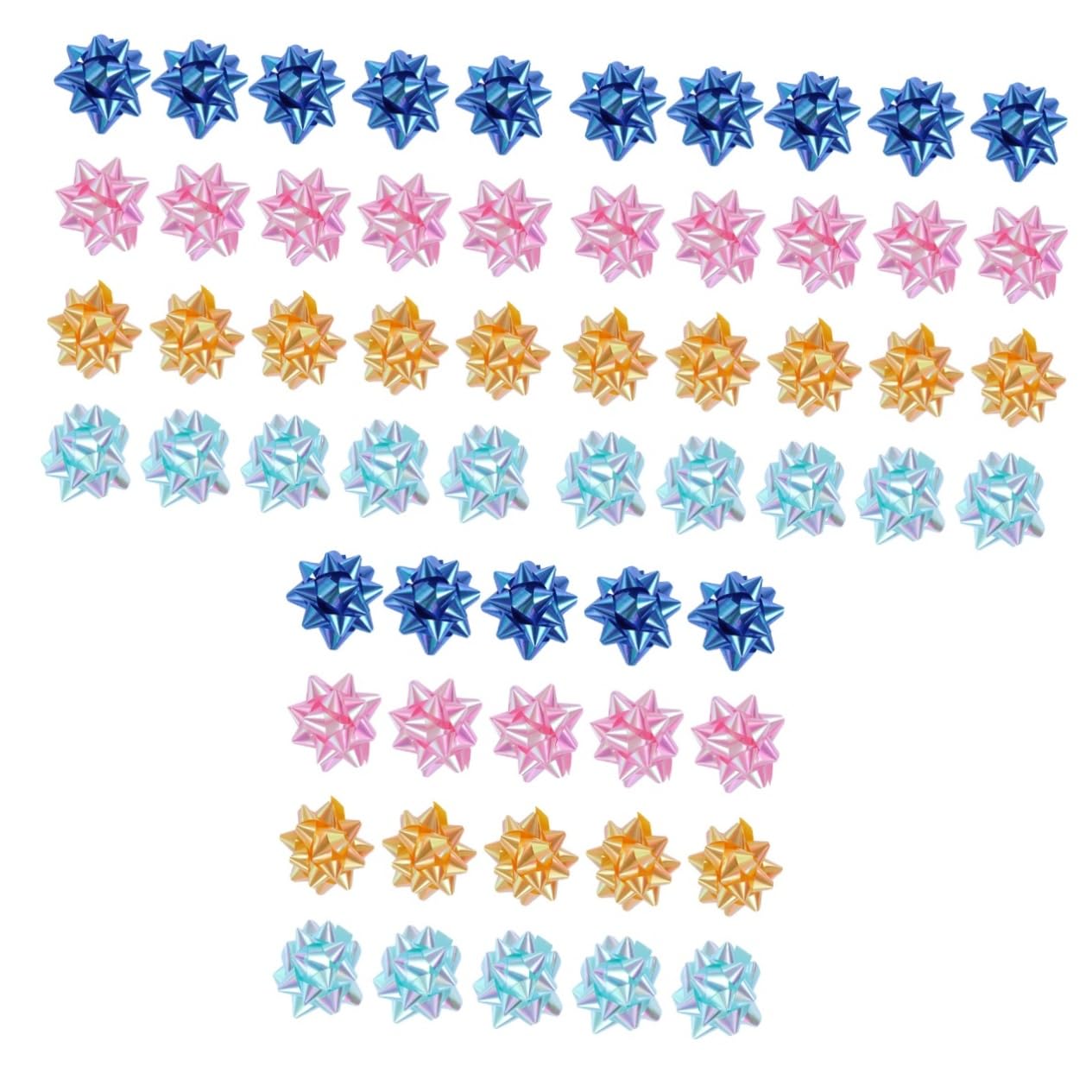 minkissy 3 Series Decoración De Flores De Estrella Tapa Luces Solares Lazo De Cinta para Tirar Mini Lazos De Terciopelo Autoadhesivos Lazos De Arcoíris Lazo Azul 50 Piezas*3