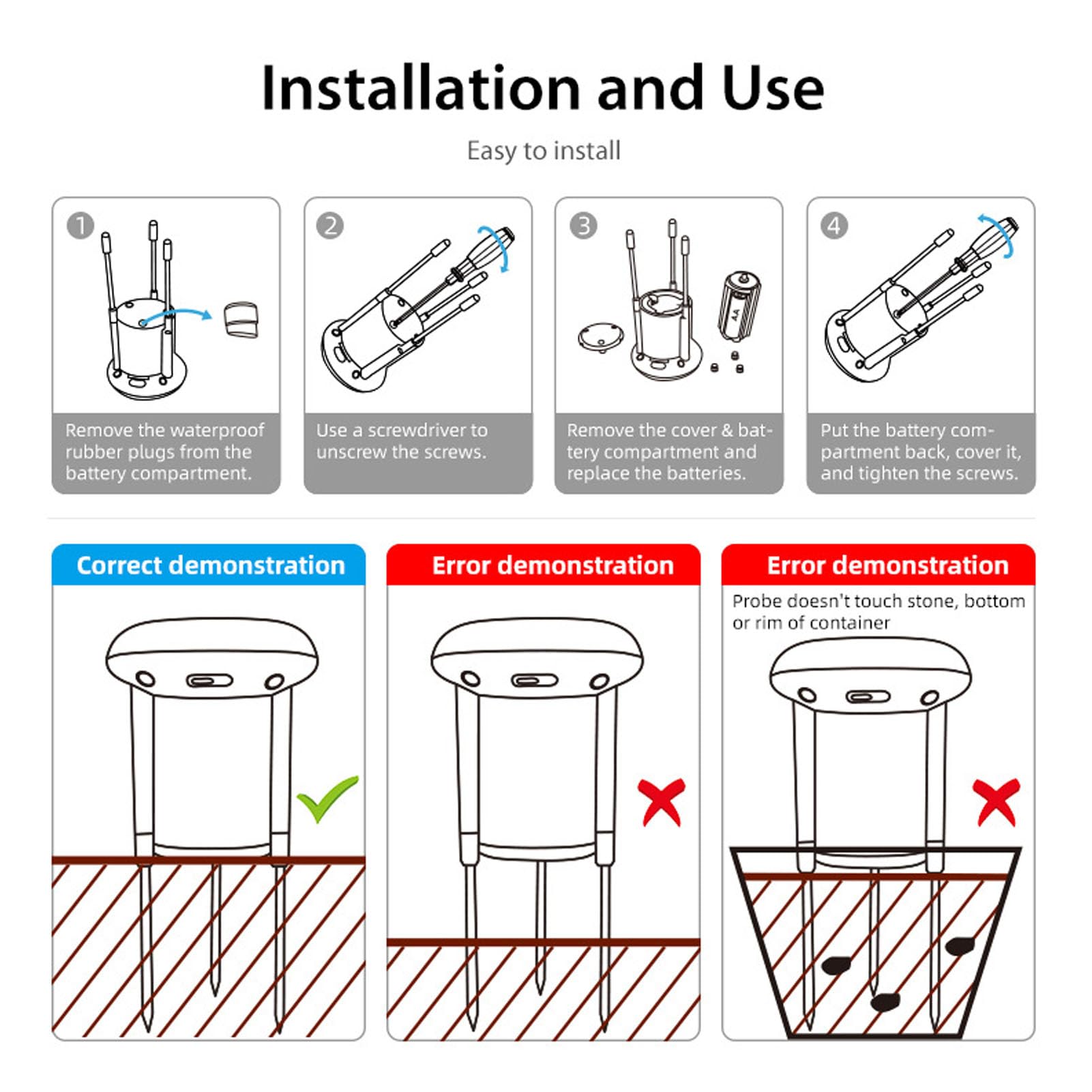 Domary Sensor Inteligente de Temperatura y Humedad del Suelo WiFi Resistente Al Agua IP66 para Monitoreo de Aplicaciones