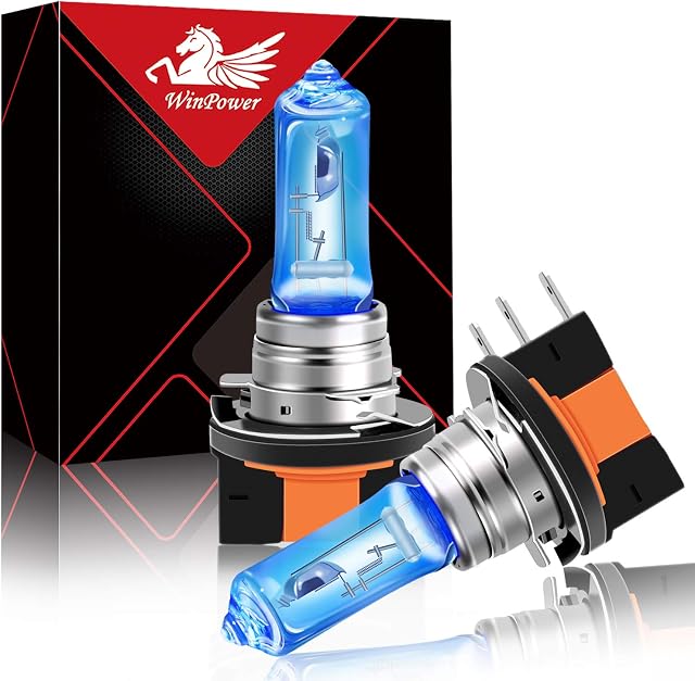 WinPower H15 12V 15/55W Headlight Bulb High Beam/DRL 5000K Xenon look Warm white Bulbs Car Upgrade Halogen Bulb, 2 Pieces