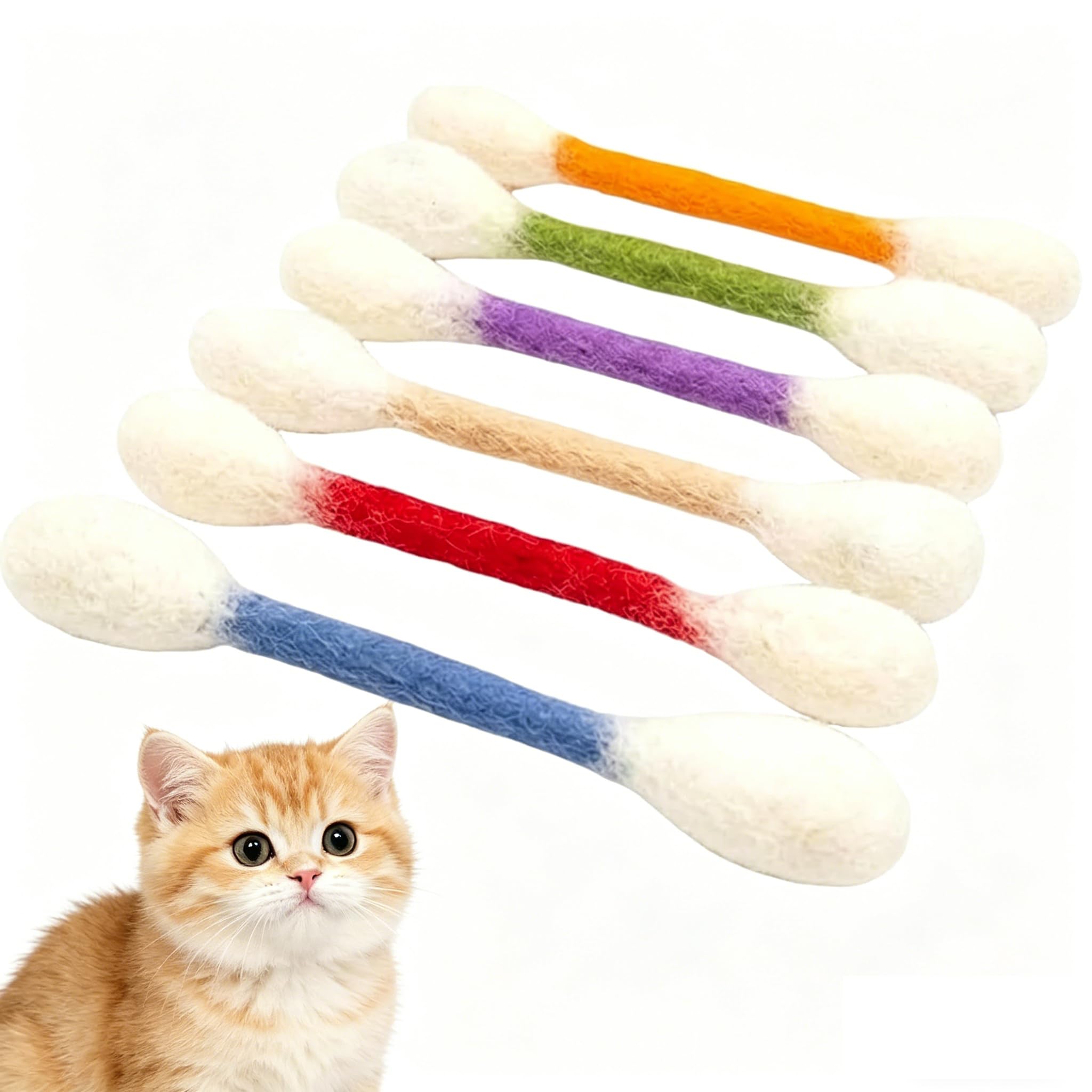 Extra-Large Cat Cotton Swab Toys 6-Piece Set Giant Catnip-Infused Chew Sticks Durable Dental Rope Toys Fun Interactive Gift for Cat Lovers Stylish Creative Portable (Mixed Colors)