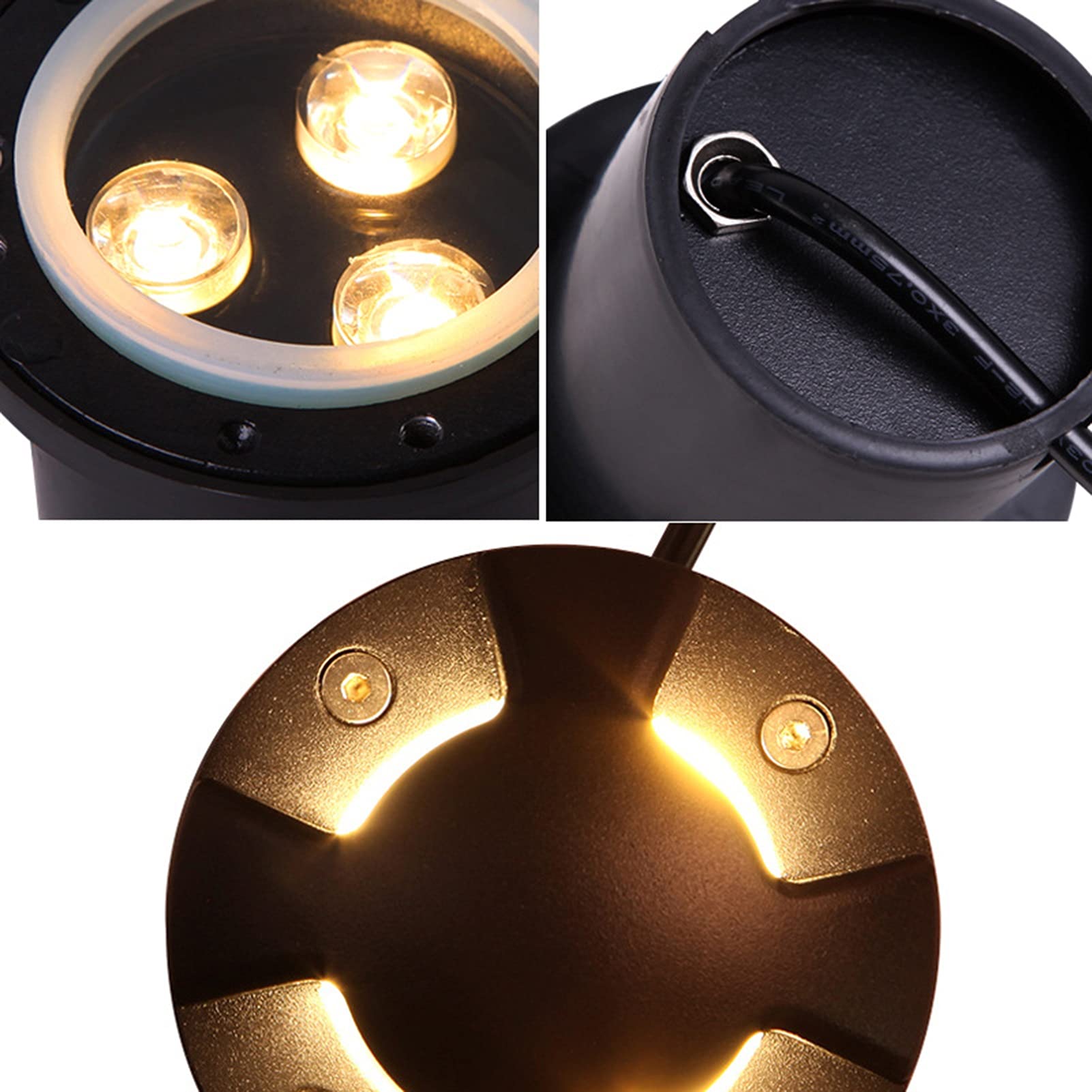Inground Lights LED Embedded Underground Light Well Lights IP65 Waterproof 24V Low Voltage Garden Pflaster, Pool Walkway Beleuchtung (Farbe: Warmes Licht, Größe: 12W)