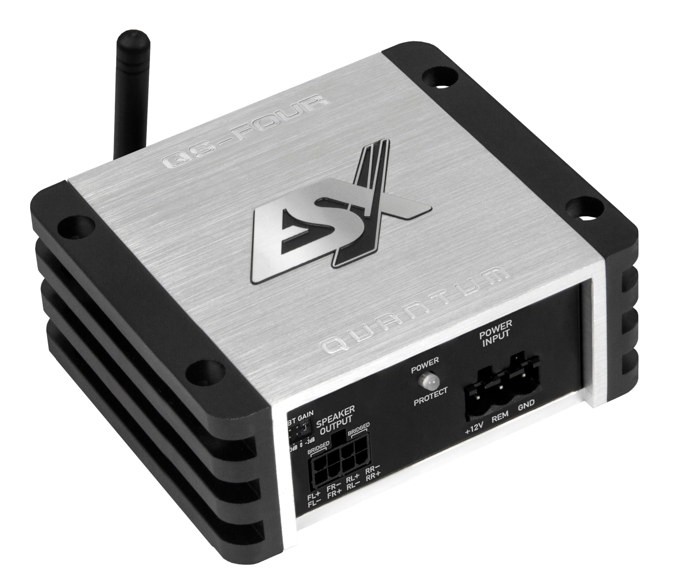 ESX QUANTUM QS-FOUR-BT | 4-Kanal Class D Mini-Verstärker mit integriertem Bluetooth für Audiostreaming und 240 W RMS | QUANTUM-SERIE