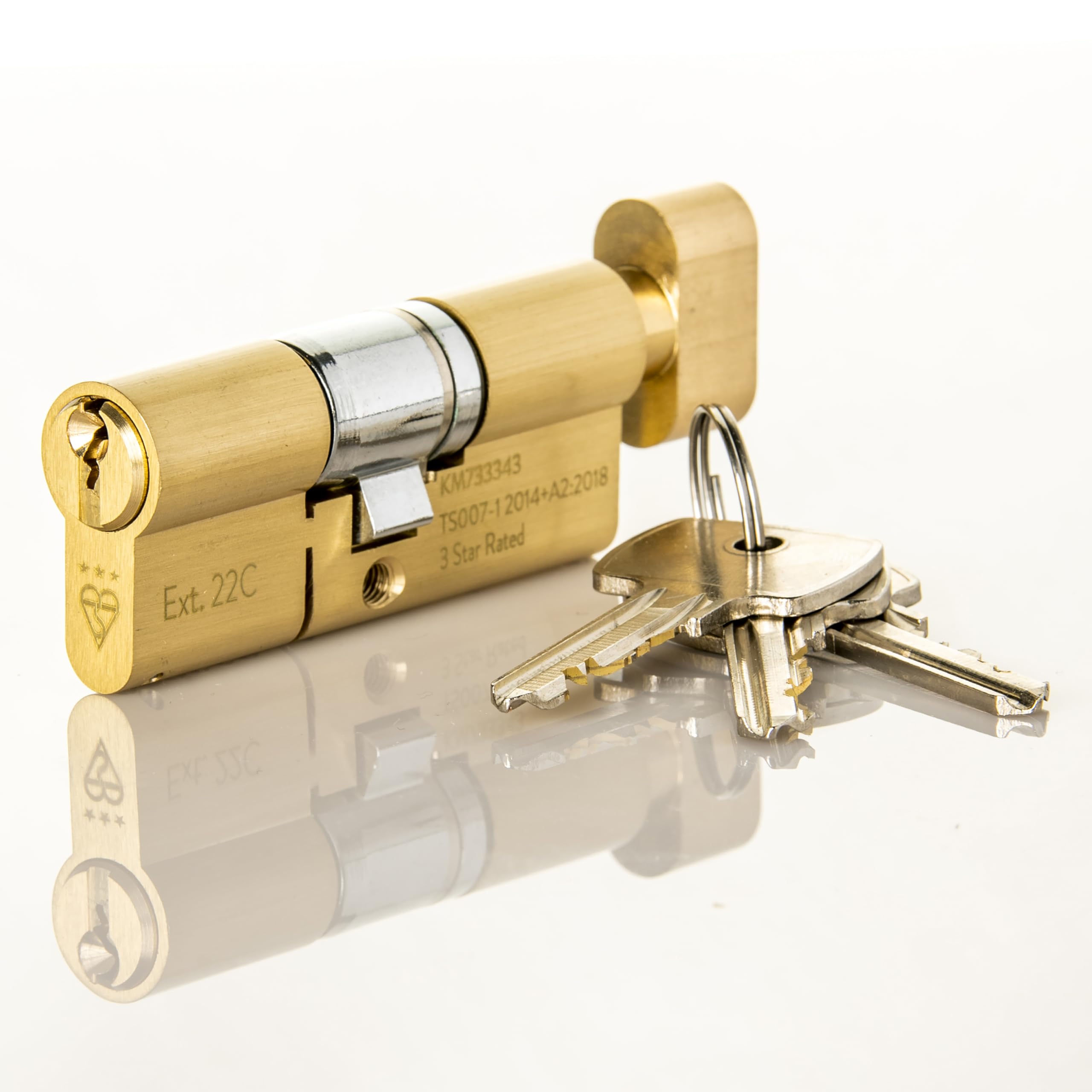 Tss Brass Ts007 3 Star British Standard Insurance Approved Thumbturn Euro Lock. Anti Snap Police Preferred. Finish 3 Keys 3 Star Euro Cylinder (45Mm Turn Side X 45Mm External (90Mm Total))