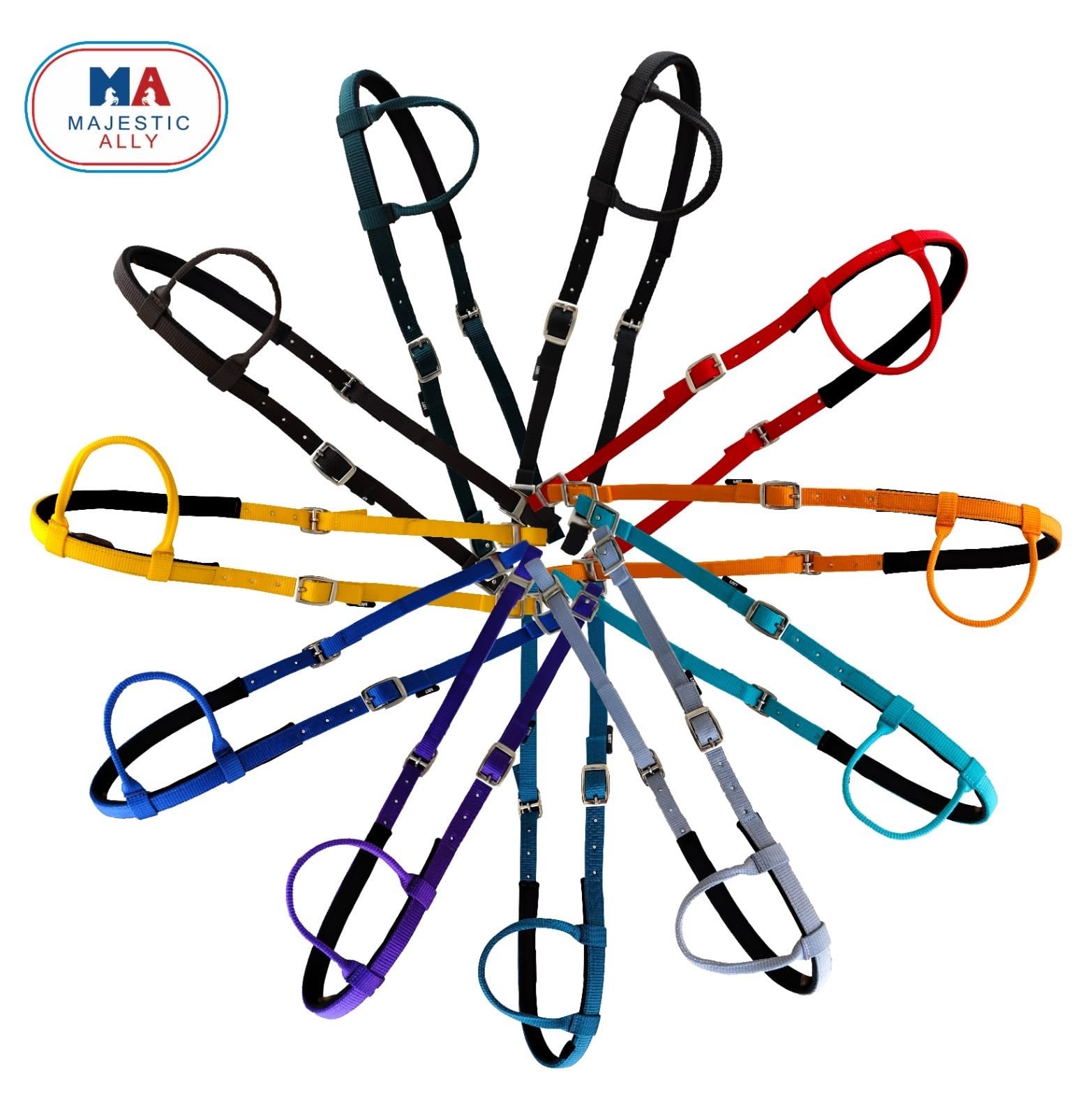 Majestic Ally Nylon Padded Sliding Single Ear Headstall for Horses- Set of 2 - Multiple Colors (Chocolate, Full) - Image 4