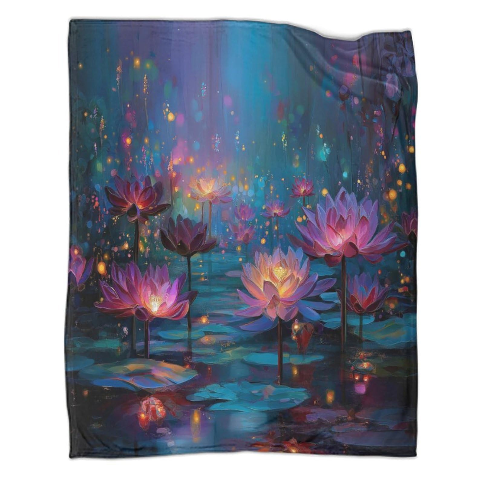 kaiyun Colorful Lotus Flowers Throws,Soft And Warm Printed Flannel for Bed And Sofa 50x60inch(127x152cm)