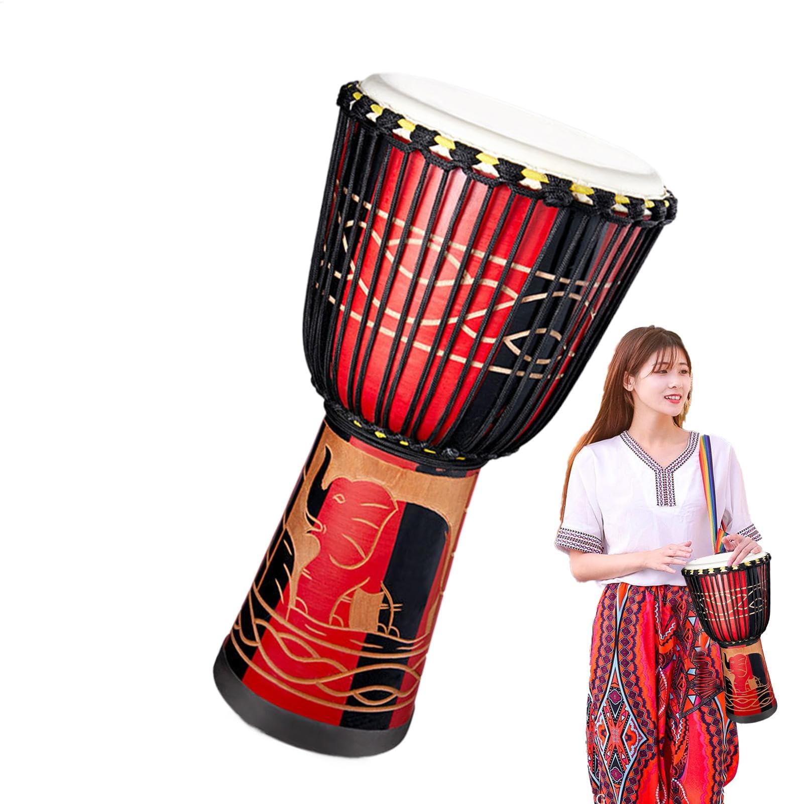 Drum bongo, tamburi bongo adulti - Drum a mano multicolore in carto a mano da 8 pollici | Strumento musicale, decorazione musicale artistica per spettacoli teatrali, attività, spettacoli