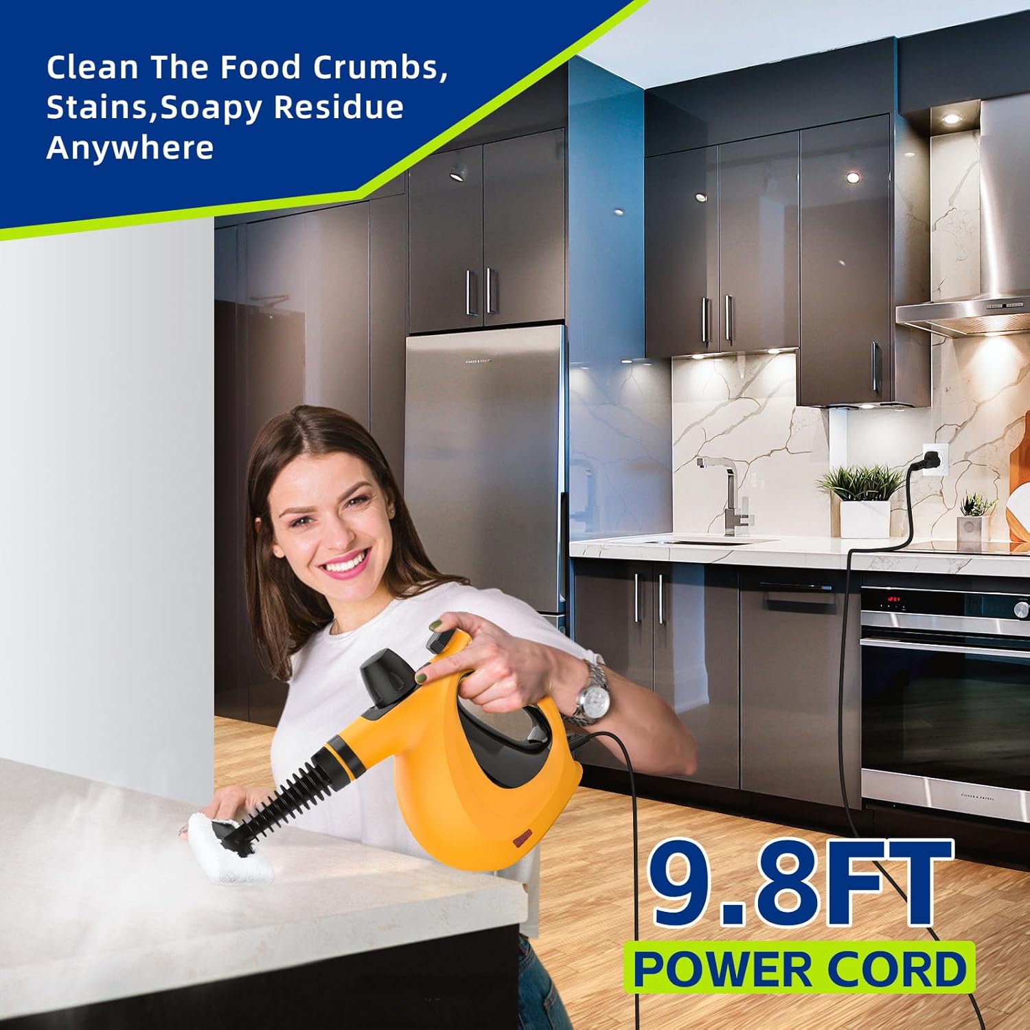 Handheld Pressurized Multi-Surface Steam Cleaner, Ease of Cleaning 100% Chemical-Free Steam Cleaner for Home with 11pcs Accessories, Portable Steamer for Deep Cleaning Tile, Grout, Window, Couch,Car - Image 6