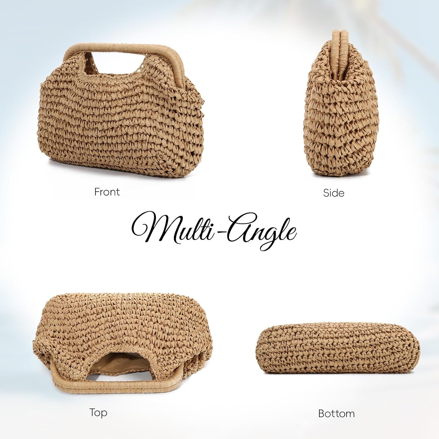 Oweisong Women Straw Clutch Purse and Handbags Summer Beach Dumpling Bag