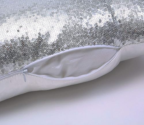Miniatura 4 de Poise3EHome 18x18inches Sequin Throw Pillow Covers Silver Decorative Pillow Covers for Couch, Bed, Living Room, Christmas (Silver, 1PCS)