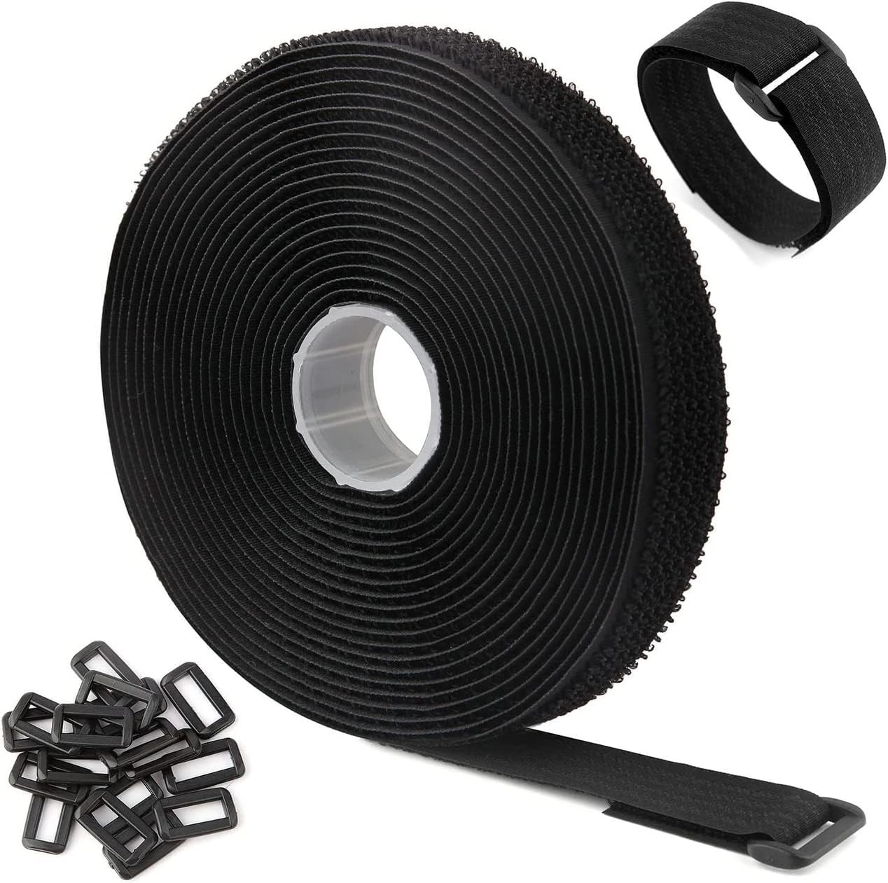 1" x20FT Hook and Loop Straps by YiwerDer, with 30 Plastic