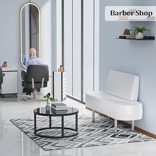 Miniatura 6 de Banco de sala de espera para salón con respaldo, banco de recepción de 59.1 pulgadas, silla de oficina, silla de vestíbulo de piel sintética para