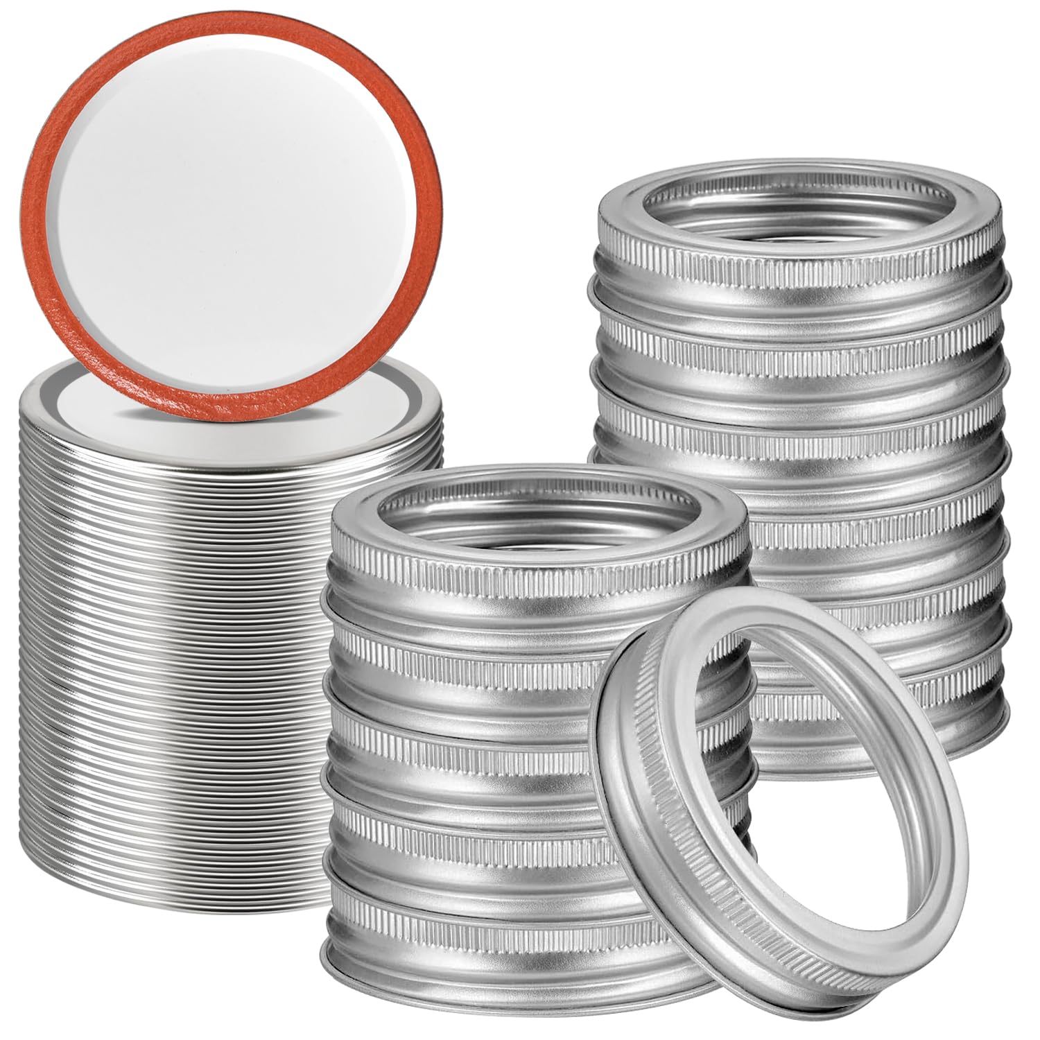 ComSaf Mason Jar Deckel mit normaler Öffnung, 36 Deckel für Einmachgläser und 12 Ringe, auslaufsicher für Einmachgläser zum Einmachen unter Druck, Einlegen, Marmeladenherstellung, Einmachzubehör