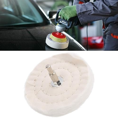 Miniatura 3 de ViaGasaFamido Kit de rueda de pulido de tela blanca para taladro tipo plano de algodón, herramientas de pulido de superficie de espejo con mango