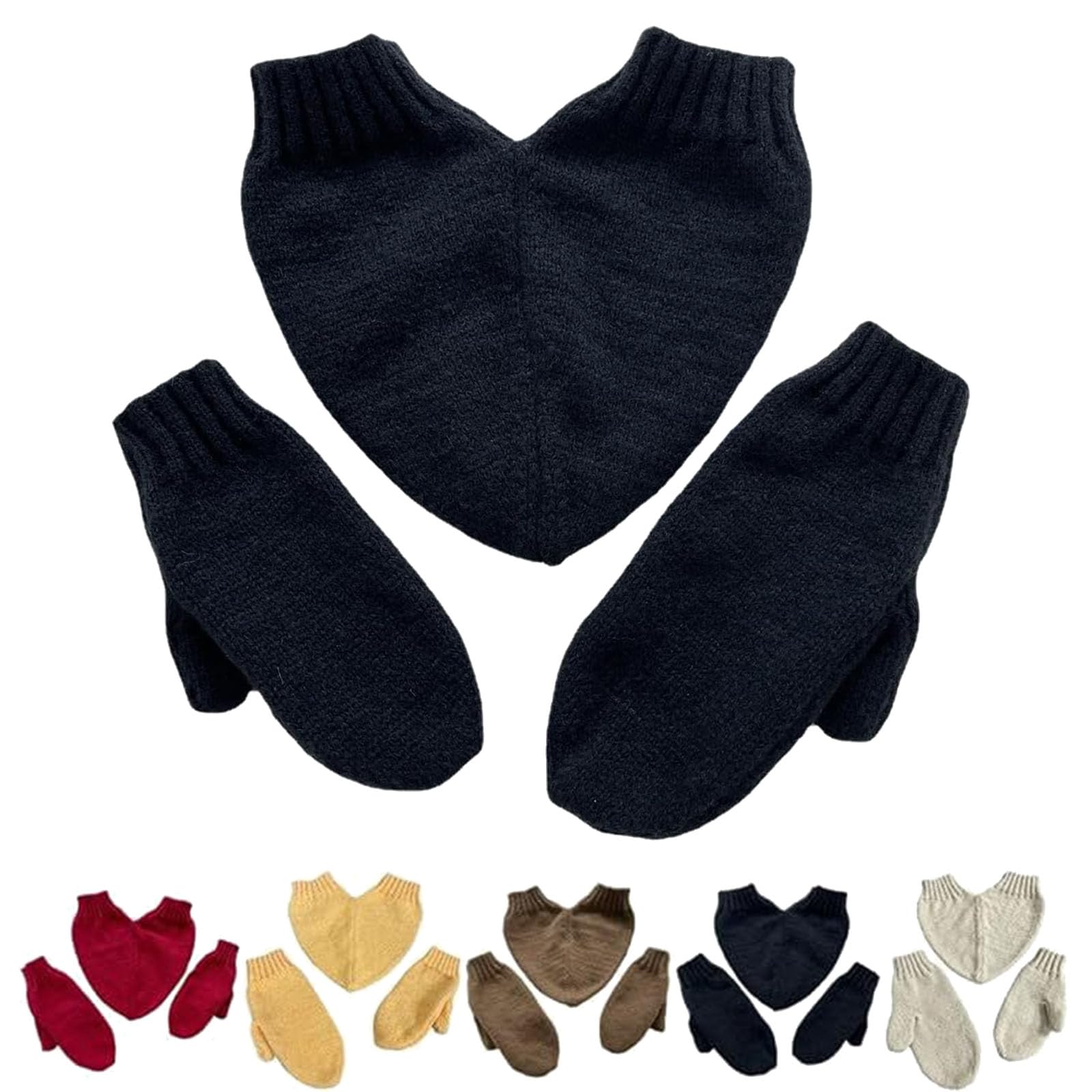 Xqilgvf Women's Black Funny Holding Hands Gloves, Couple Gloves, Winter Knitted Warm Gloves, 2 Person Mittens For Lover Gift (,One Size)