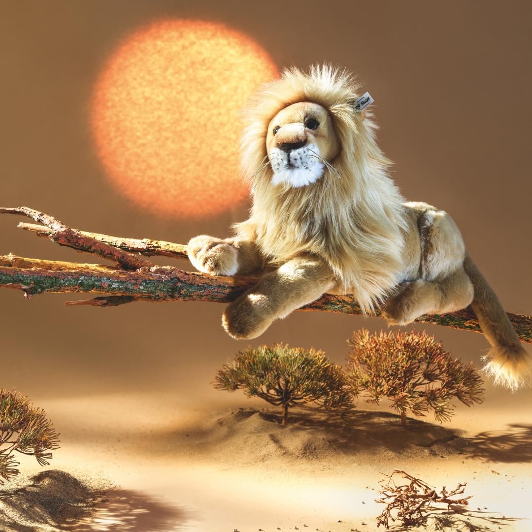 Steiff Kuscheltier Leo Löwe, Süßes Stofftier mit Kunststoffaugen, Kinder, Jungen & Mädchen, Plüschtier 45 cm, Beige, 064135
