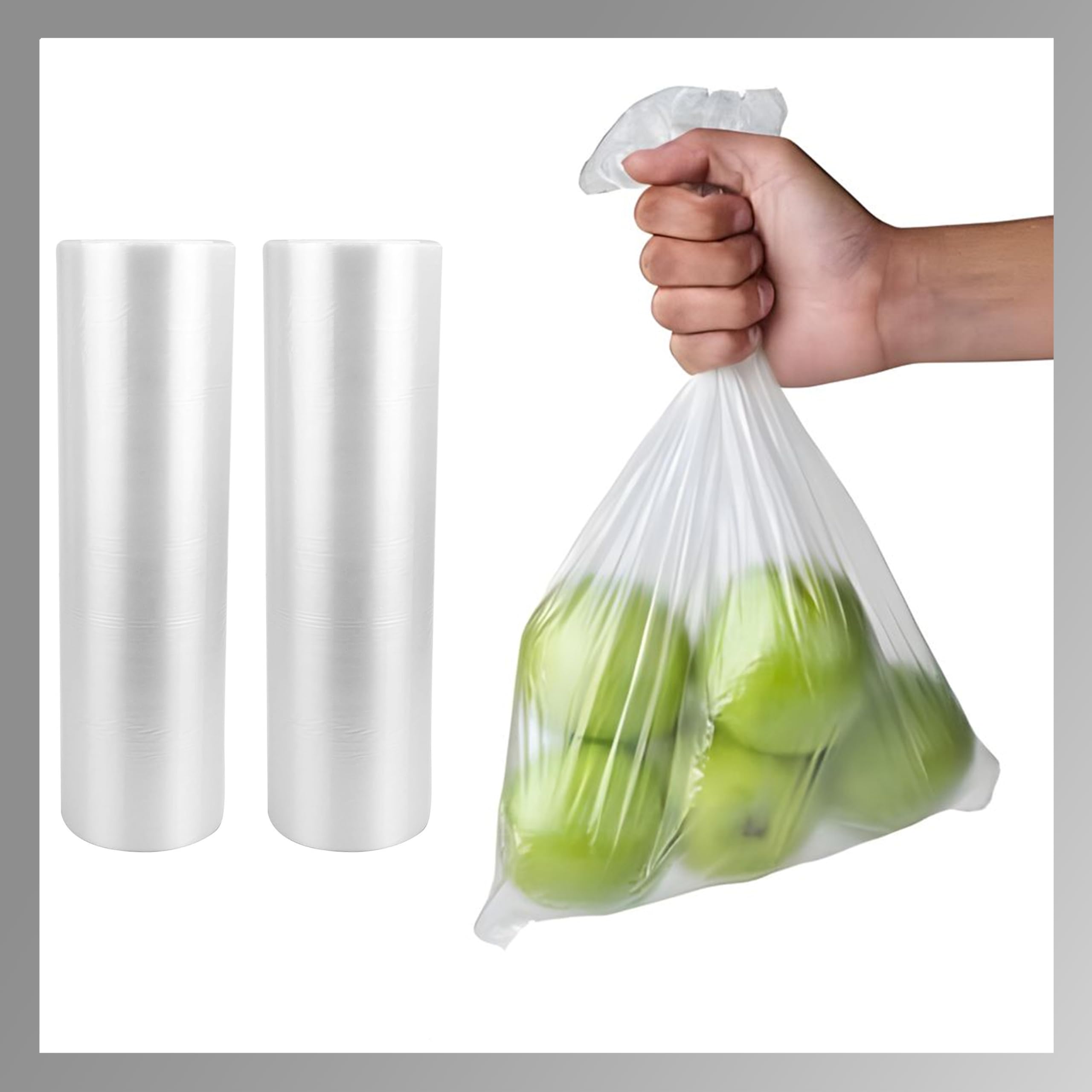Pokanic Clear Plastic 10" x 15" - 700 Produce Bags Reusable Washable Freshness Disposable Continuous Roll Easy Peel Off Kitchen Office Grocery Home