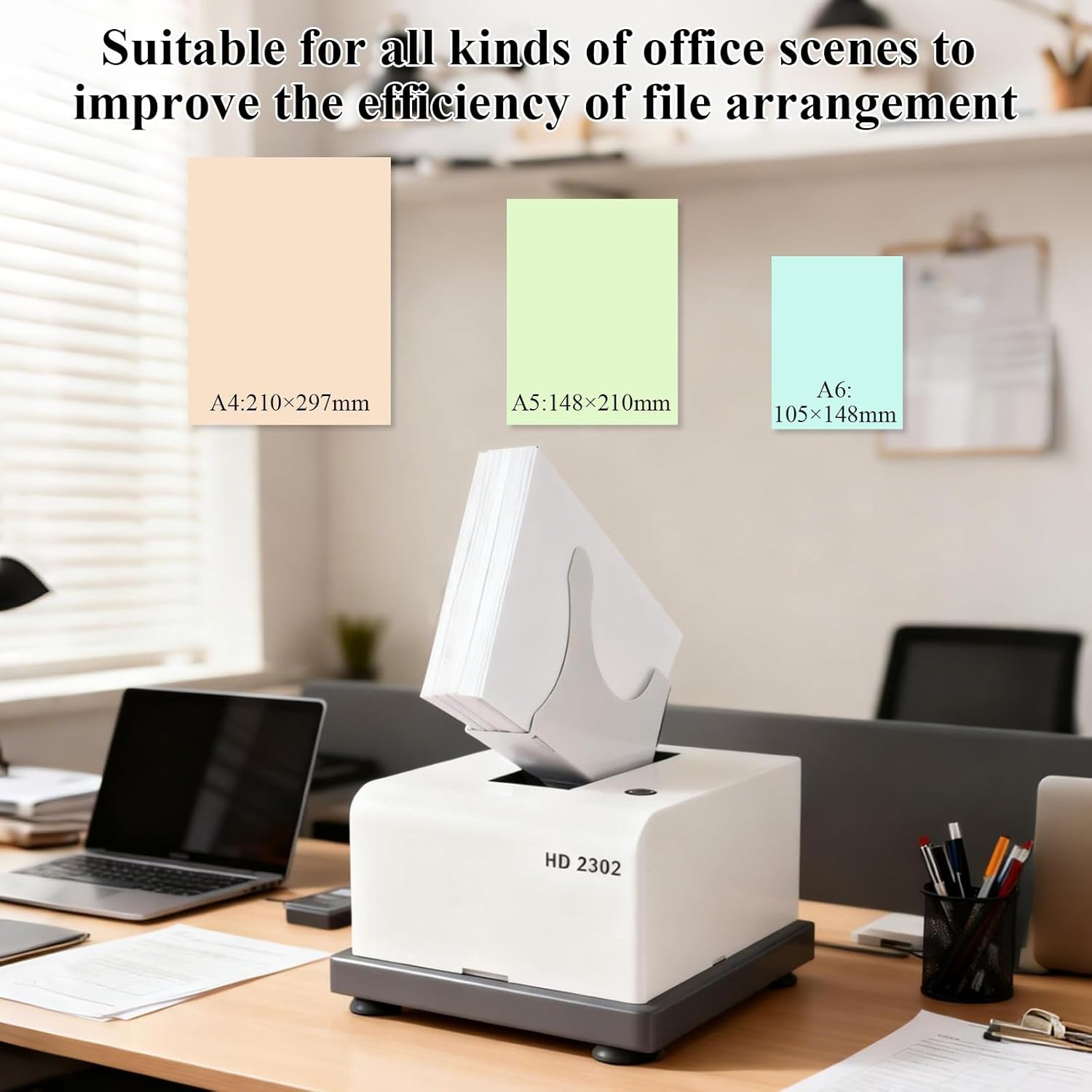 Professional Desktop Paper Jogger, 500-Page Capacity, 2800 RPM High-Frequency Vibration, A4/A5/A6 Compatible, Automatic Paper Straightening in 5 Seconds
