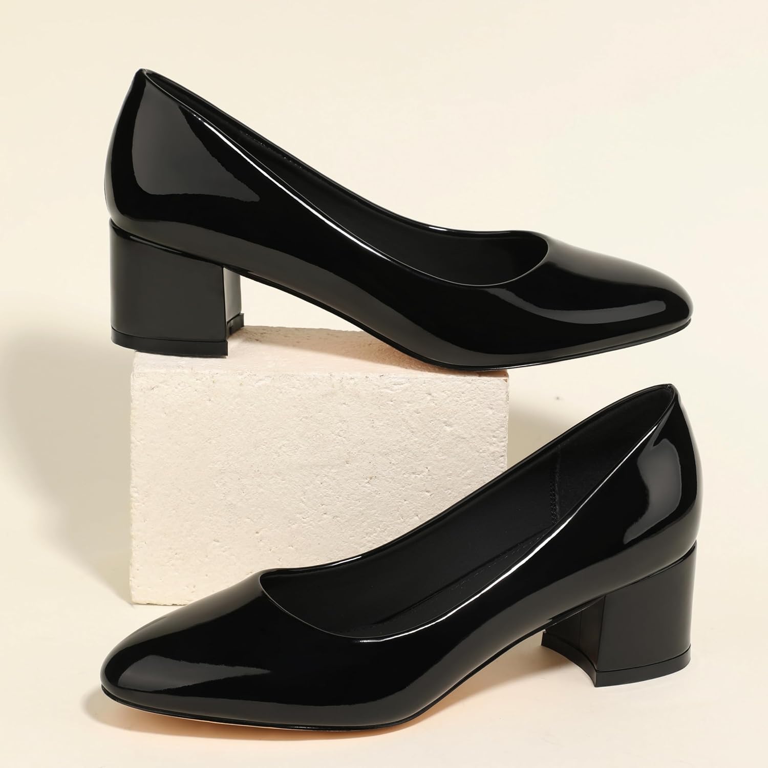 SKYSTERRY Women's Pumps Chunky Block Closed Round Toe Heels Low Heel Comfortable Dress Shoes for Business Work Wedding 2 Inch - Image 4